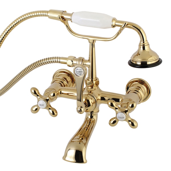 Wall-Mount Clawfoot Tub Faucet, Polished Brass, Tub Wall Mount
