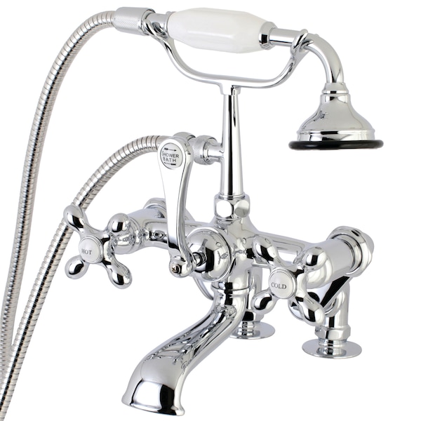 Deck-Mount Clawfoot Tub Faucet, Polished Chrome, Deck Mount
