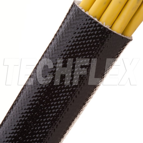 Braided Cable Sleeve, 7/8 in Inside Dia., 50 ft, Acrylic Fiberglass, Black