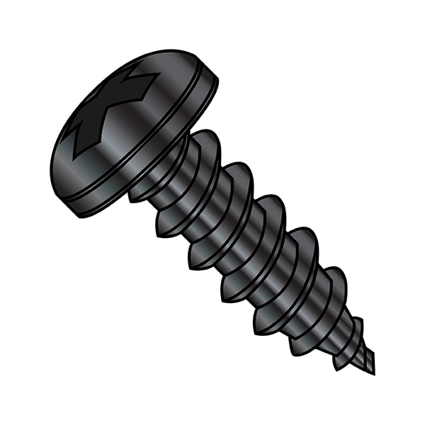 Thread Forming Screw, #8-15 x 5/8 in, Black Stainless Steel Pan Head Phillips Drive, 4000 PK