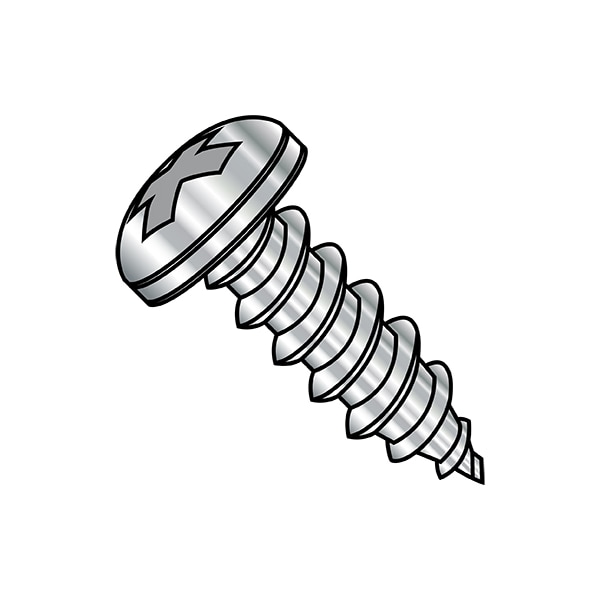 Concrete Screw, #10-12 Dia., Pan, 1 1/2 in L, 18-8 Stainless Steel Plain, 2000 PK