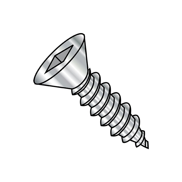 Self-Drilling Screw, #8-15 x 3/4 in, Plain 18-8 Stainless Steel Flat Head Square Drive, 4000 PK