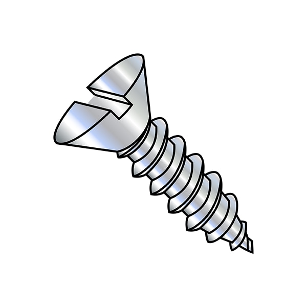 Self-Drilling Screw, #8-15 x 1 in, Zinc Plated Steel Flat Head Slotted Drive, 7000 PK