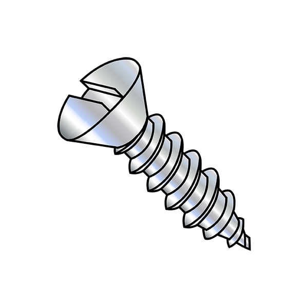 Self-Drilling Screw, #8-15 x 3/4 in, Zinc Plated Steel Oval Head Slotted Drive, 9000 PK