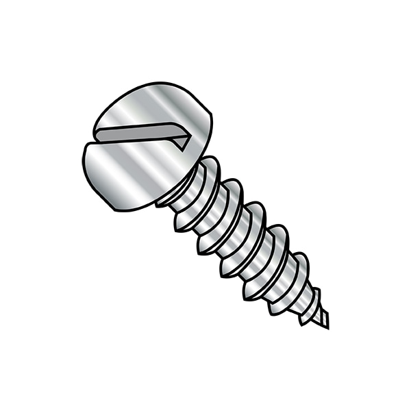 Self-Drilling Screw, #8-15 x 3/4 in, Plain 18-8 Stainless Steel Pan Head Slotted Drive, 4000 PK