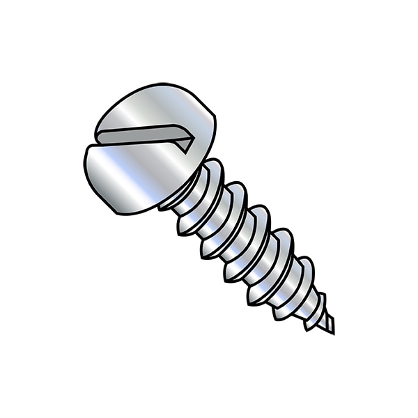 Self-Drilling Screw, #8-15 x 3/4 in, Zinc Plated Steel Pan Head Slotted Drive, 8000 PK