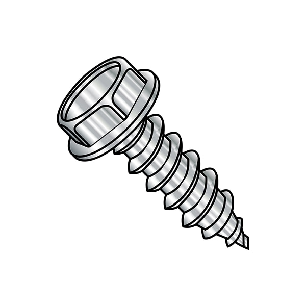 Self-Drilling Screw, 5/16"-9 x 1-1/2 in, Plain 18-8 Stainless Steel Flange Hex Head 500 PK