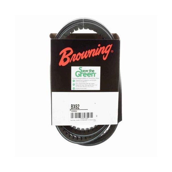 BX62 Cogged, Classical V-Belt, 65 in Outside Length, 21/32 in Top Width, 1 Ribs