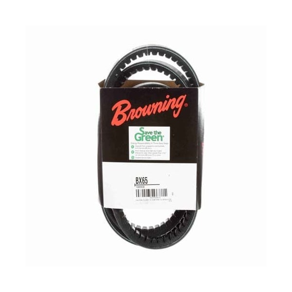 BX65 Cogged, Classical V-Belt, 68 in Outside Length, 21/32 in Top Width, 1 Ribs