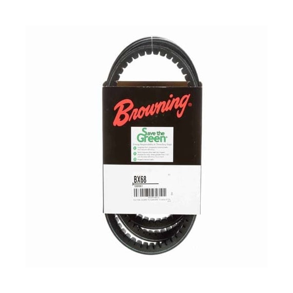 BX68 Cogged, Classical V-Belt, 71 in Outside Length, 21/32 in Top Width, 13/32 in Thickness, 1 Ribs