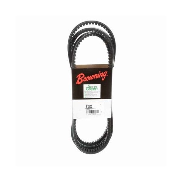 BX103 Cogged, Classical V-Belt, 106 in Outside Length, 21/32 in Top Width, 1 Ribs