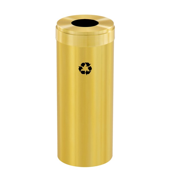 12 gal Round Recycling Bin, Satin Brass