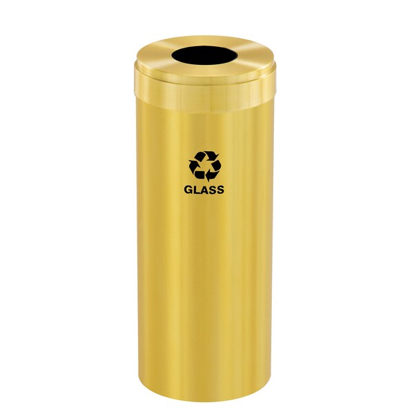 12 gal Round Recycling Bin, Satin Brass