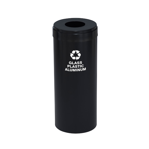 12 gal Round Recycling Bin, Satin Black