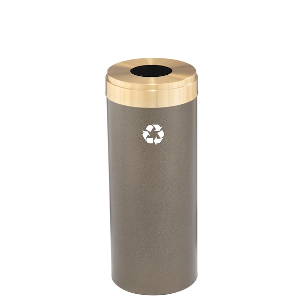 12 gal Round Recycling Bin, Bronze Vein/Satin Brass