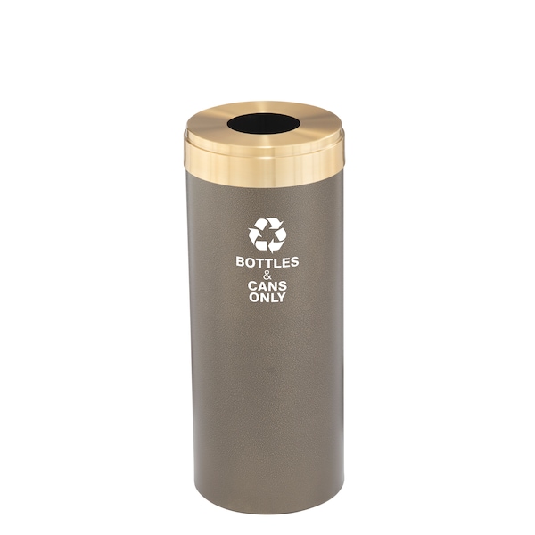 12 gal Round Recycling Bin, Bronze Vein/Satin Brass