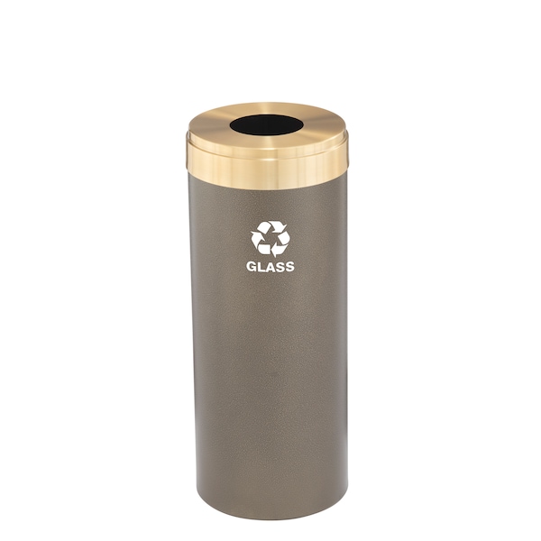 12 gal Round Recycling Bin, Bronze Vein/Satin Brass