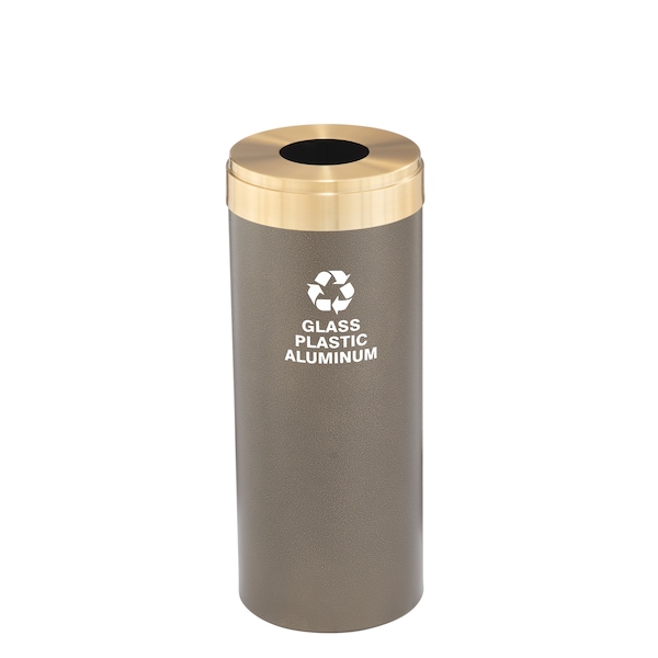 12 gal Round Recycling Bin, Bronze Vein/Satin Brass