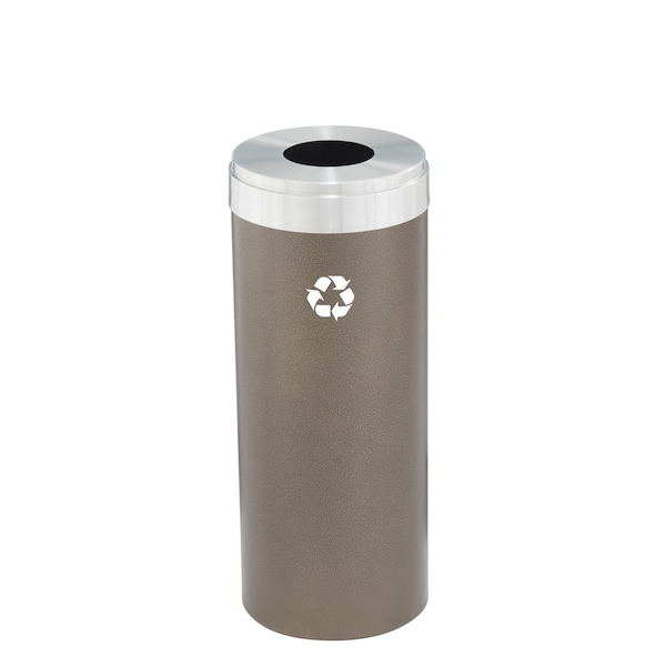 12 gal Round Recycling Bin, Bronze Vein/Satin Aluminum