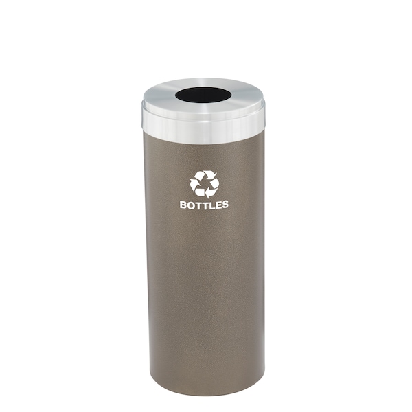 12 gal Round Recycling Bin, Bronze Vein/Satin Aluminum