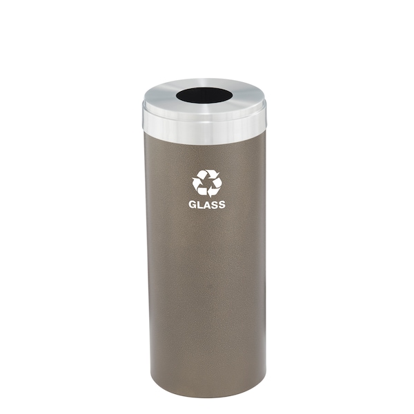 12 gal Round Recycling Bin, Bronze Vein/Satin Aluminum