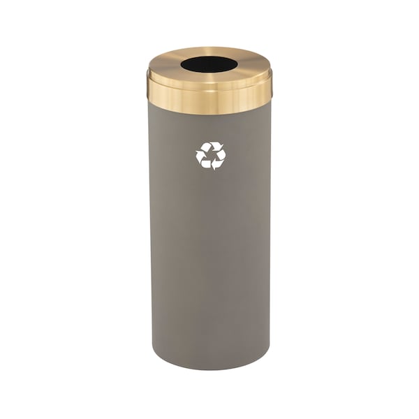 12 gal Round Recycling Bin, Nickel/Satin Brass