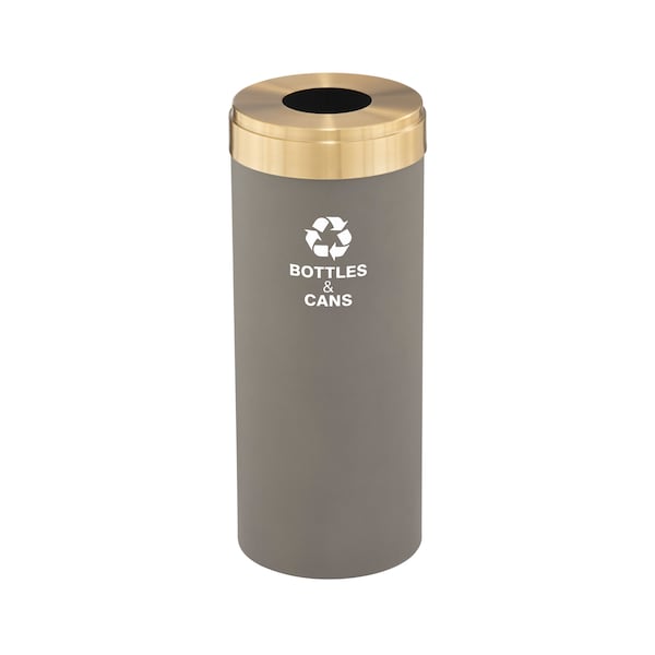 12 gal Round Recycling Bin, Nickel/Satin Brass