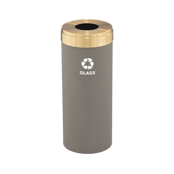 12 gal Round Recycling Bin, Nickel/Satin Brass