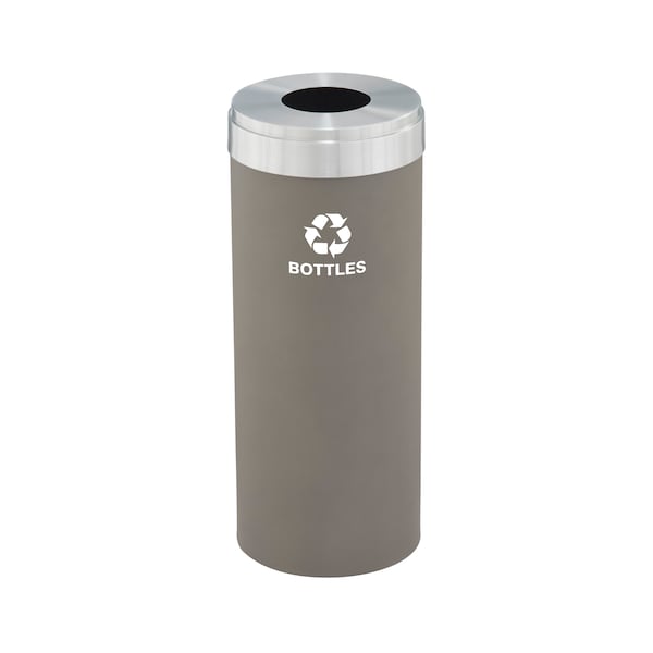 12 gal Round Recycling Bin, Nickel/Satin Aluminum