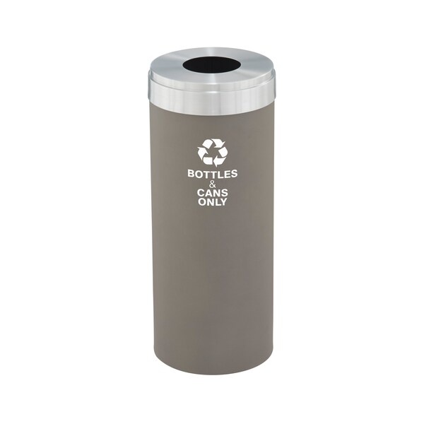 12 gal Round Recycling Bin, Nickel/Satin Aluminum