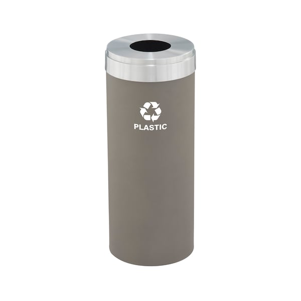 12 gal Round Recycling Bin, Nickel/Satin Aluminum