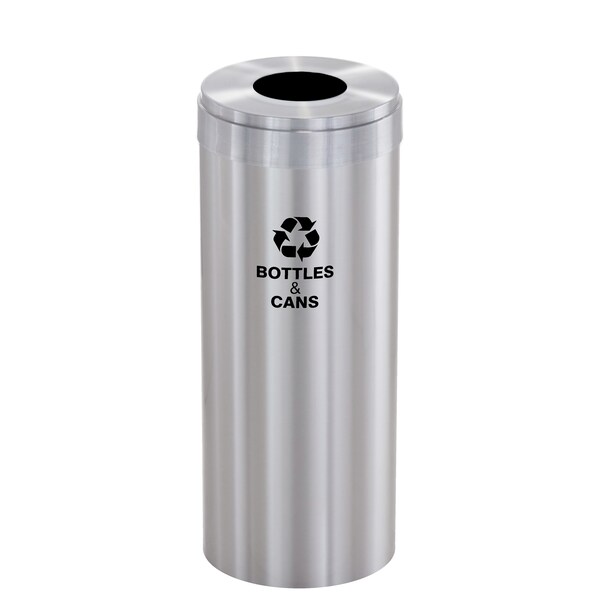 12 gal Round Recycling Bin, Satin Aluminum