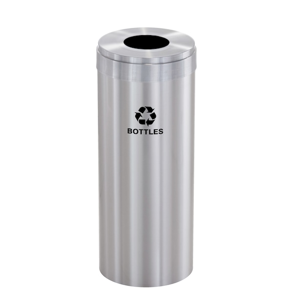 12 gal Round Recycling Bin, Satin Aluminum