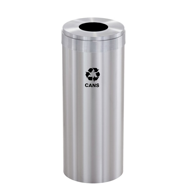 12 gal Round Recycling Bin, Satin Aluminum