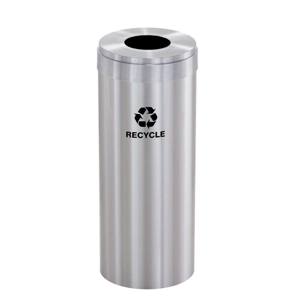 12 gal Round Recycling Bin, Satin Aluminum