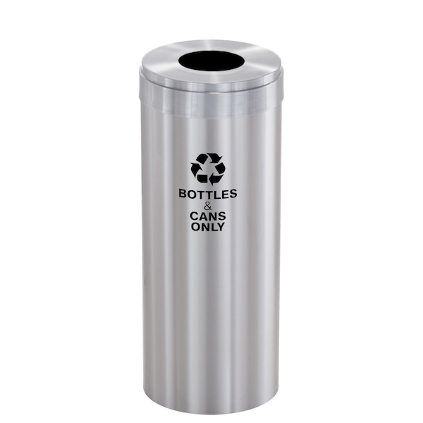 12 gal Round Recycling Bin, Satin Aluminum