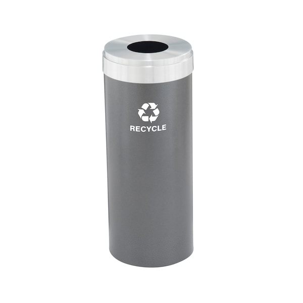 12 gal Round Recycling Bin, Silver Vein/Satin Aluminum