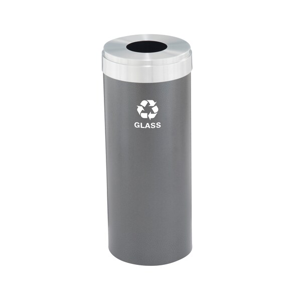 12 gal Round Recycling Bin, Silver Vein/Satin Aluminum