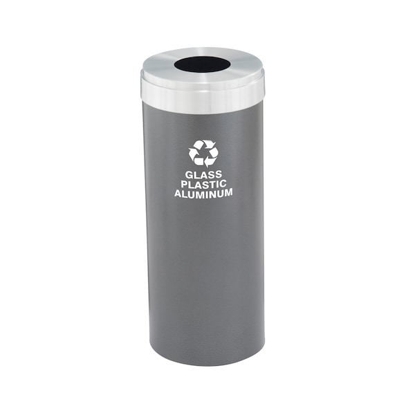 12 gal Round Recycling Bin, Silver Vein/Satin Aluminum