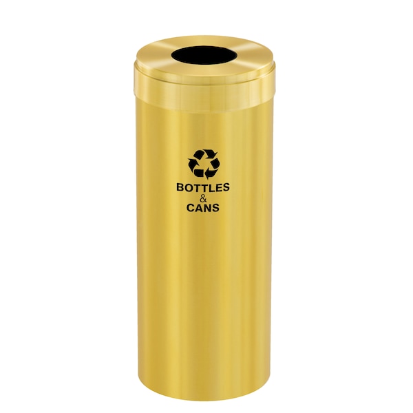 15 gal Round Recycling Bin, Satin Brass