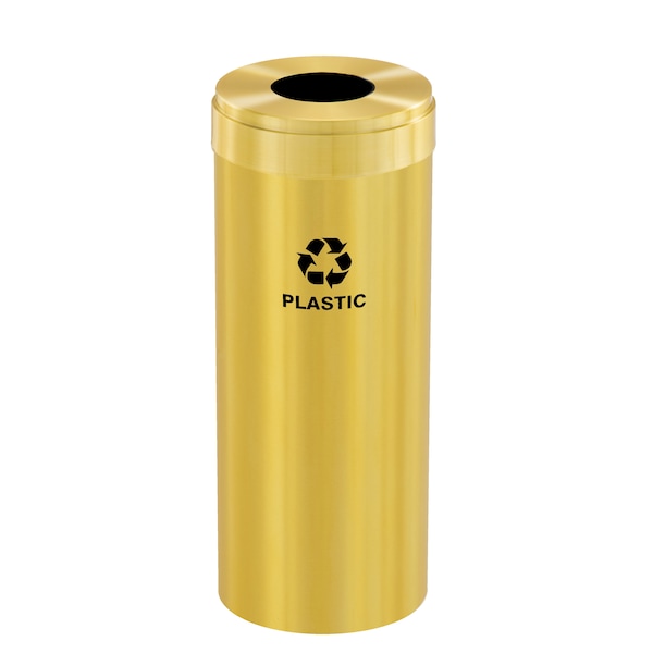 15 gal Round Recycling Bin, Satin Brass