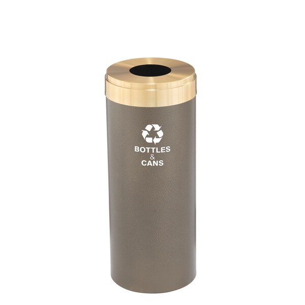 15 gal Round Recycling Bin, Bronze Vein/Satin Brass