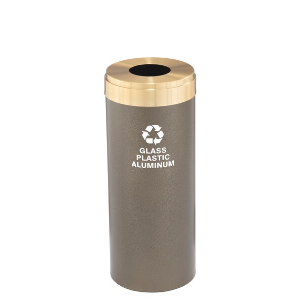 15 gal Round Recycling Bin, Bronze Vein/Satin Brass