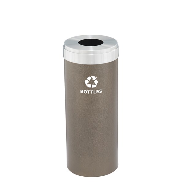 15 gal Round Recycling Bin, Bronze Vein/Satin Aluminum