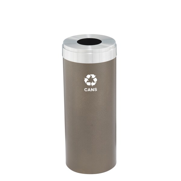 15 gal Round Recycling Bin, Bronze Vein/Satin Aluminum