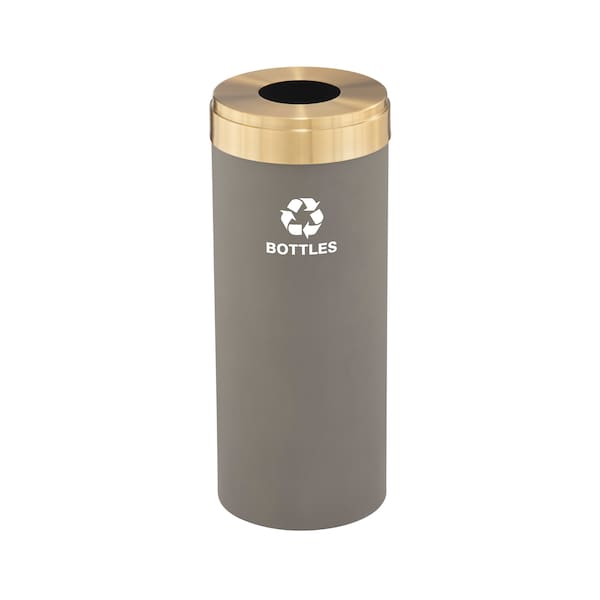15 gal Round Recycling Bin, Nickel/Satin Brass