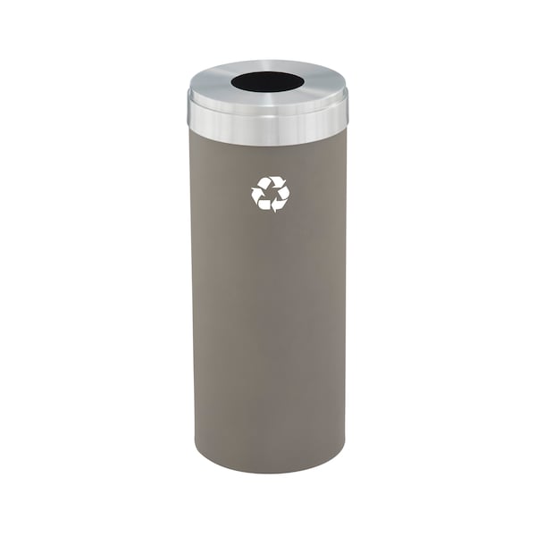 15 gal Round Recycling Bin, Nickel/Satin Aluminum