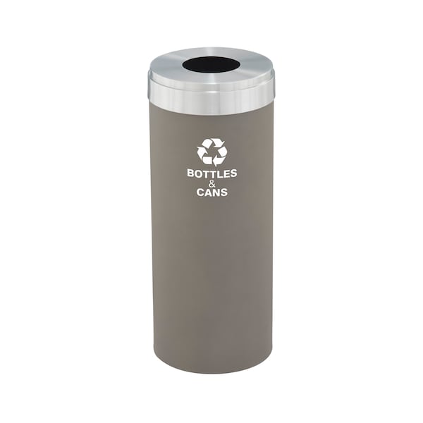 15 gal Round Recycling Bin, Nickel/Satin Aluminum