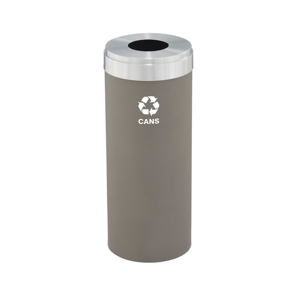 15 gal Round Recycling Bin, Nickel/Satin Aluminum