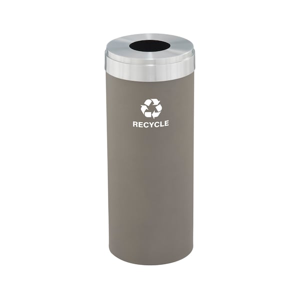 15 gal Round Recycling Bin, Nickel/Satin Aluminum